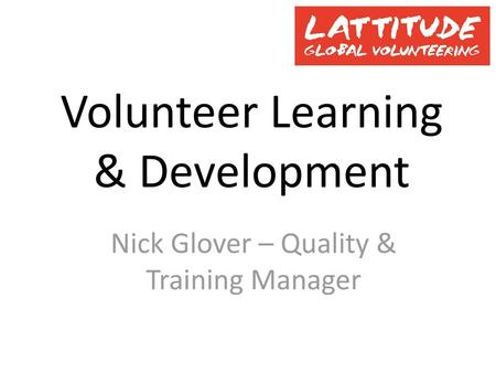 Volunteer Learning & Development