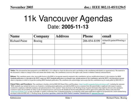 11k Vancouver Agendas Date: