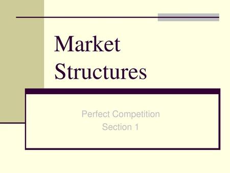 Perfect Competition Section 1