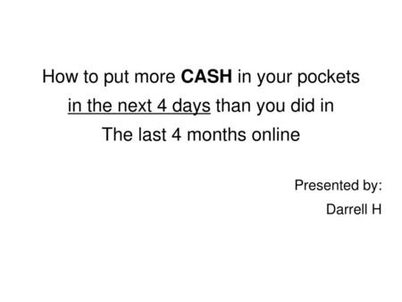 How to put more CASH in your pockets