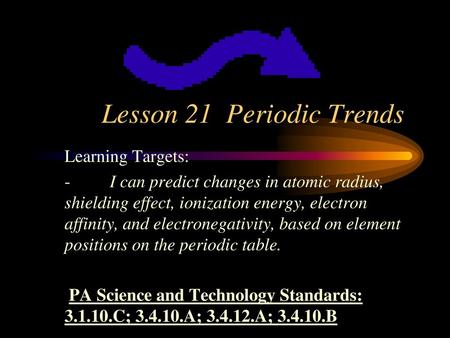 Lesson 21 Periodic Trends