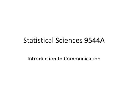 Statistical Sciences 9544A