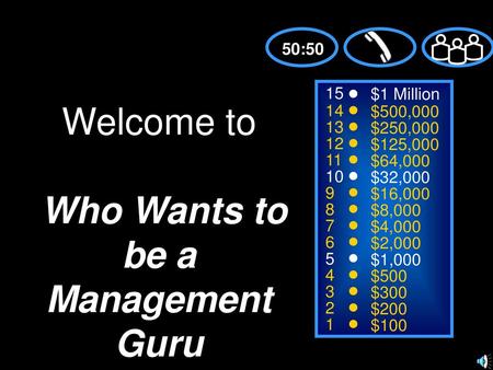 Welcome to Who Wants to be a Management Guru
