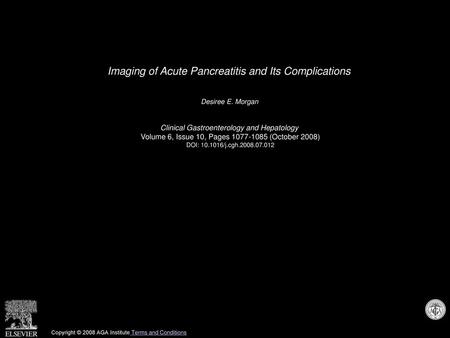 Imaging of Acute Pancreatitis and Its Complications