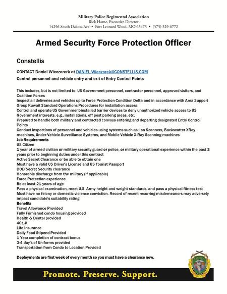 Armed Security Force Protection Officer