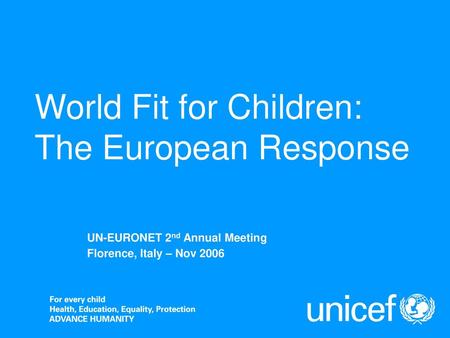 World Fit for Children: The European Response