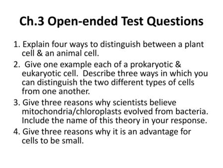 Ch.3 Open-ended Test Questions