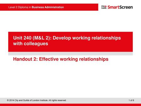 Handout 2: Effective working relationships
