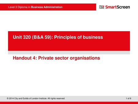 Handout 4: Private sector organisations
