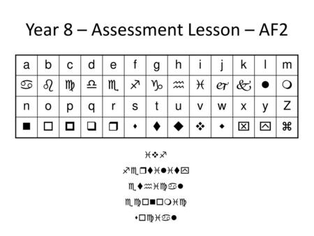 Year 8 – Assessment Lesson – AF2