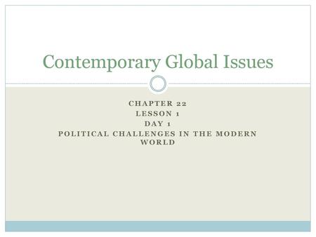 Contemporary Global Issues