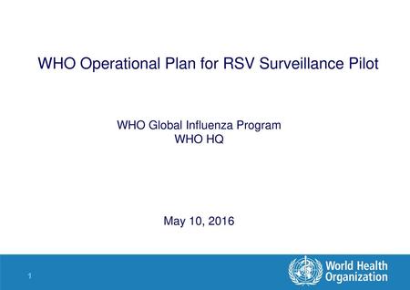 WHO Operational Plan for RSV Surveillance Pilot