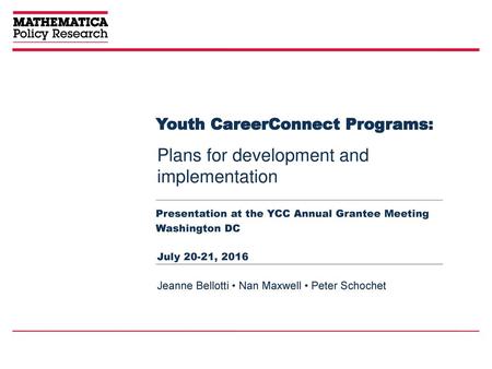 Youth CareerConnect Programs: