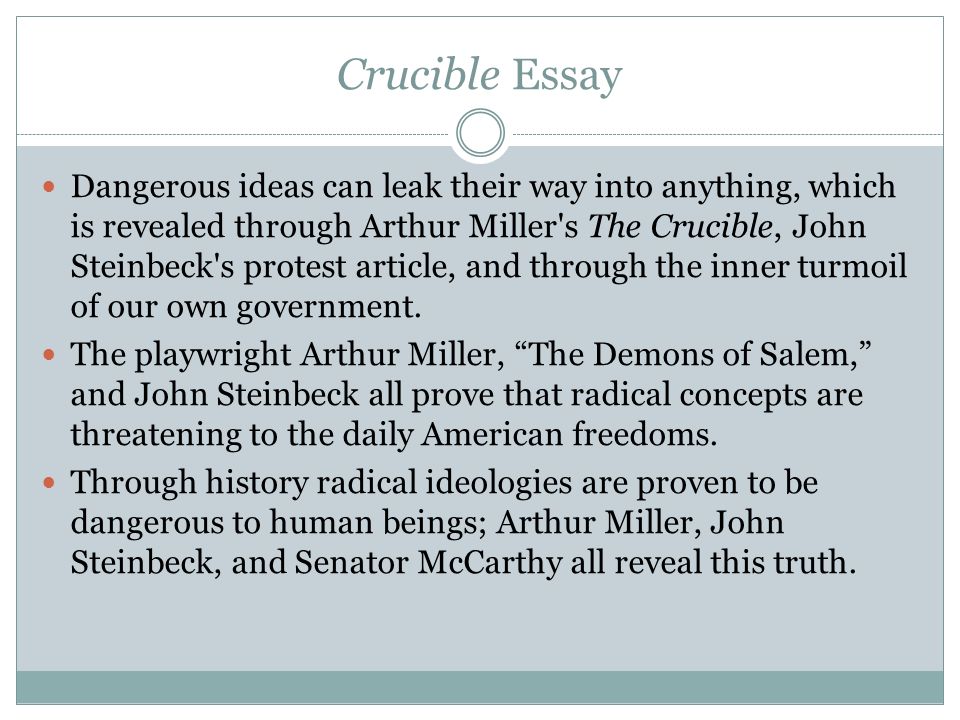 essay on the crucible by arthur miller