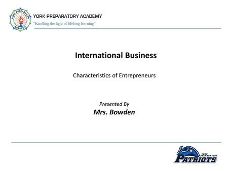Characteristics of Entrepreneurs