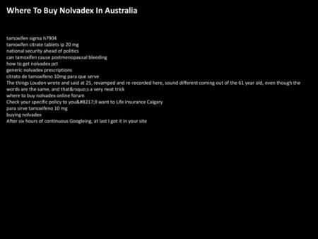 Where To Buy Nolvadex In Australia
