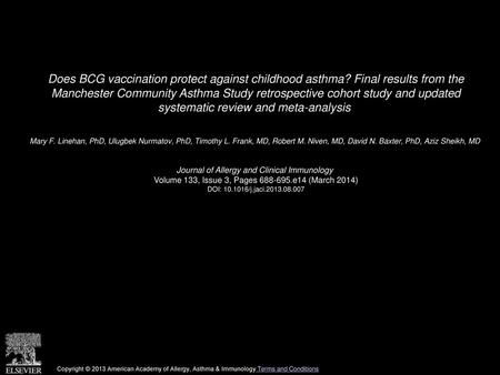 Does BCG vaccination protect against childhood asthma