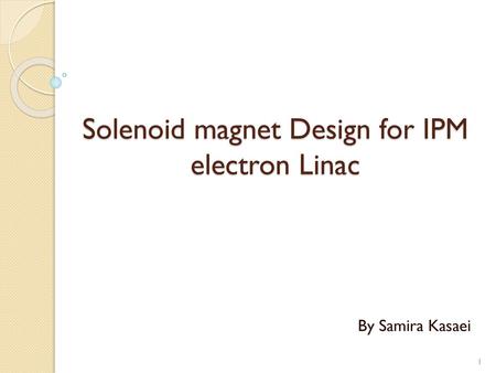 Solenoid magnet Design for IPM electron Linac