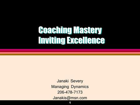 Coaching Mastery Inviting Excellence