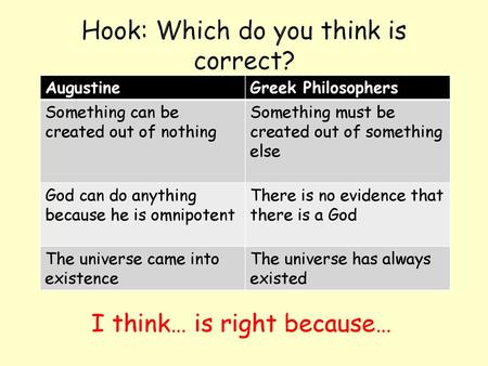 Hook: Which do you think is correct?