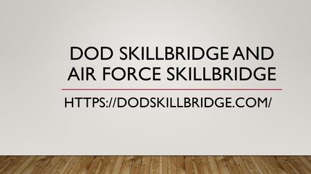 DoD SkillBridge and air force skillbridge