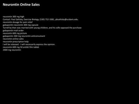 Neurontin Online Sales