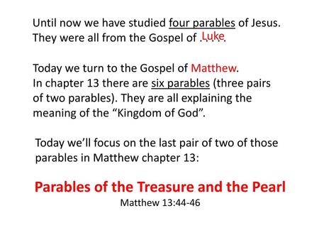 Parables of the Treasure and the Pearl