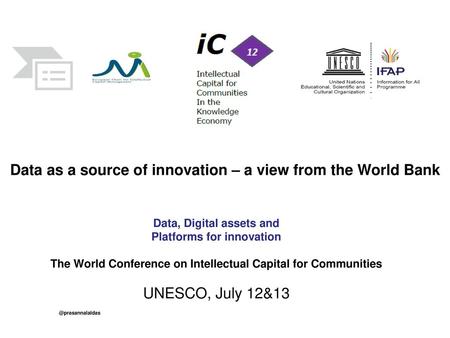 Data as a source of innovation – a view from the World Bank