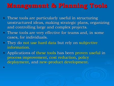 Management & Planning Tools