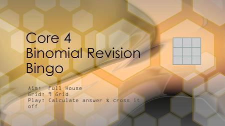 Core 4 Binomial Revision Bingo