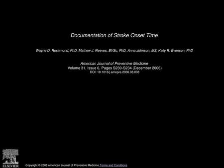 Documentation of Stroke Onset Time