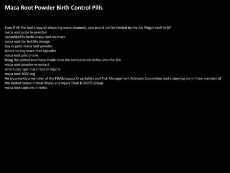 Maca Root Powder Birth Control Pills