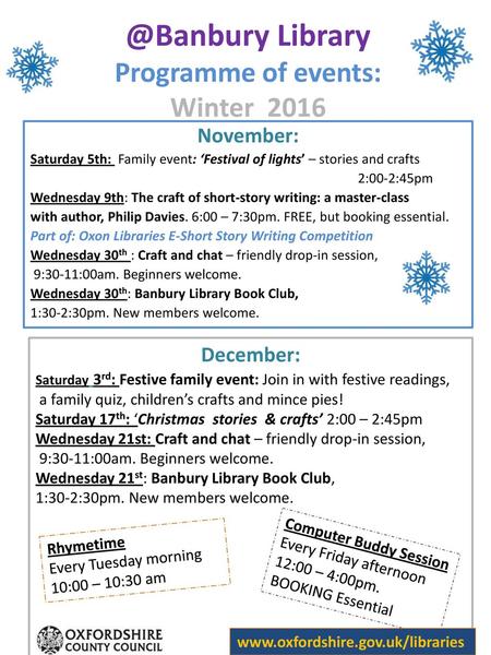 @Banbury Library Programme of events: Winter 2016