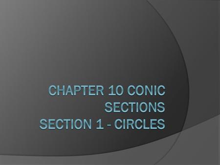 CHAPTER 10 CONIC SECTIONS Section 1 - Circles