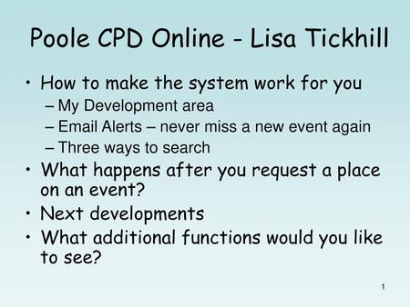 Poole CPD Online - Lisa Tickhill