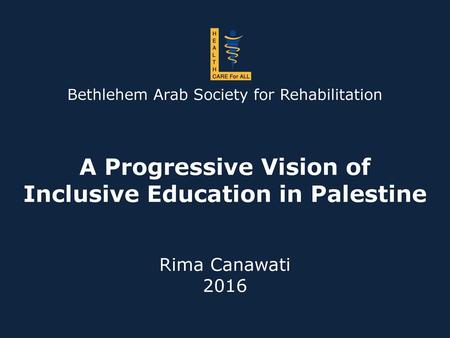 A Progressive Vision of Inclusive Education in Palestine
