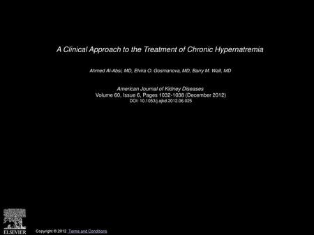 A Clinical Approach to the Treatment of Chronic Hypernatremia