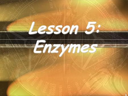 Lesson 5: Enzymes.