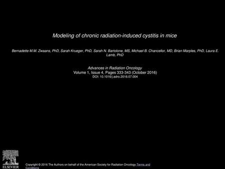 Modeling of chronic radiation-induced cystitis in mice