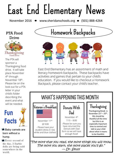 East End Elementary News WHAT’S HAPPENING THIS MONTH