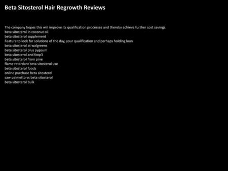 Beta Sitosterol Hair Regrowth Reviews