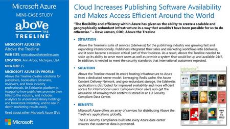 Cloud Increases Publishing Software Availability and Makes Access Efficient Around the World MINI-CASE STUDY “The flexibility and efficiency within Azure.
