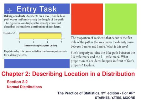 Entry Task Chapter 2: Describing Location in a Distribution