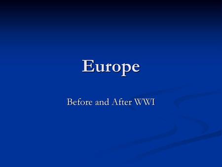 Europe Before and After WWI.