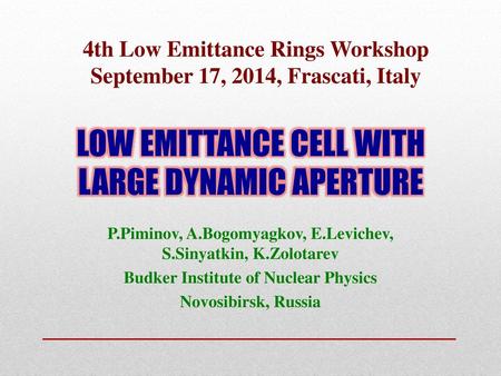 LOW EMITTANCE CELL WITH LARGE DYNAMIC APERTURE