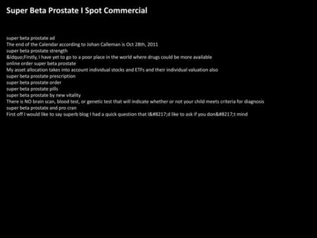 Super Beta Prostate I Spot Commercial