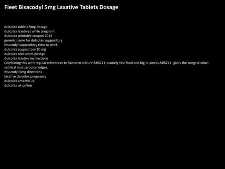 Fleet Bisacodyl 5mg Laxative Tablets Dosage
