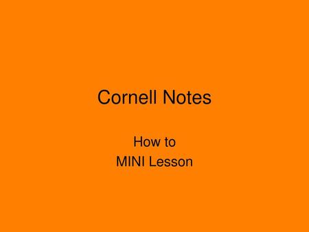 Cornell Notes How to MINI Lesson.