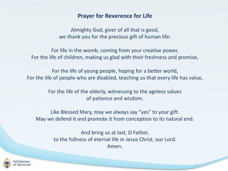 Prayer for Reverence for Life