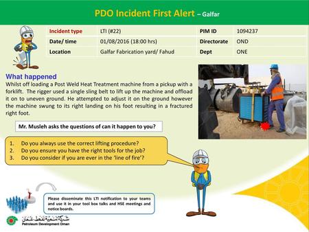 PDO Incident First Alert – Galfar